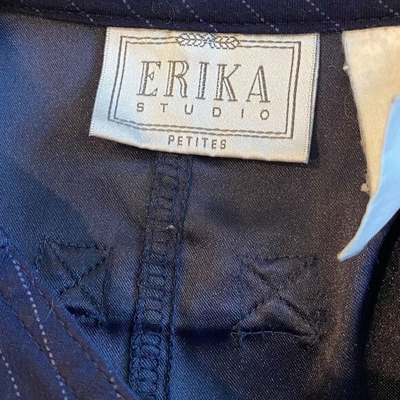 Vintage Pinafore Modest Erika Studios Navy Blue Sleeveless Maxi Dress - Picture 8 of 8